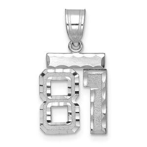 14k White Gold, Varsity Collection, Small D/C Pendant, Number 81